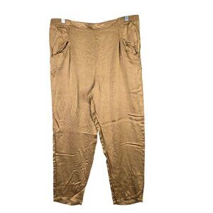 Womens Versona Gold Shimmer Pull On Pants 100% Rayon Elastic Waist Size L